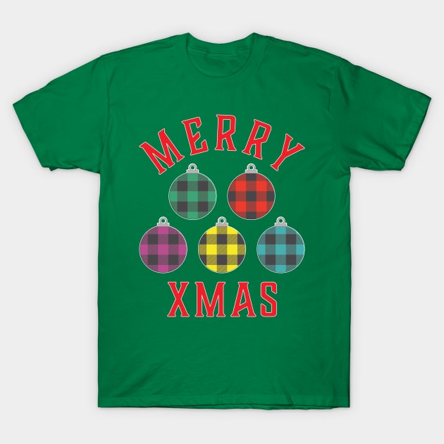 Merry Xmas Buffalo Plaid Ornaments T-Shirt by DPattonPD